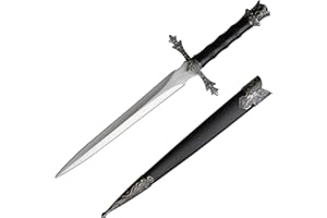 MASTER USA – Medieval Mini Short Sword, Stainless Steel Blade with Cast Metal Handle, Wood Scabbard – Fantasy, Collectible