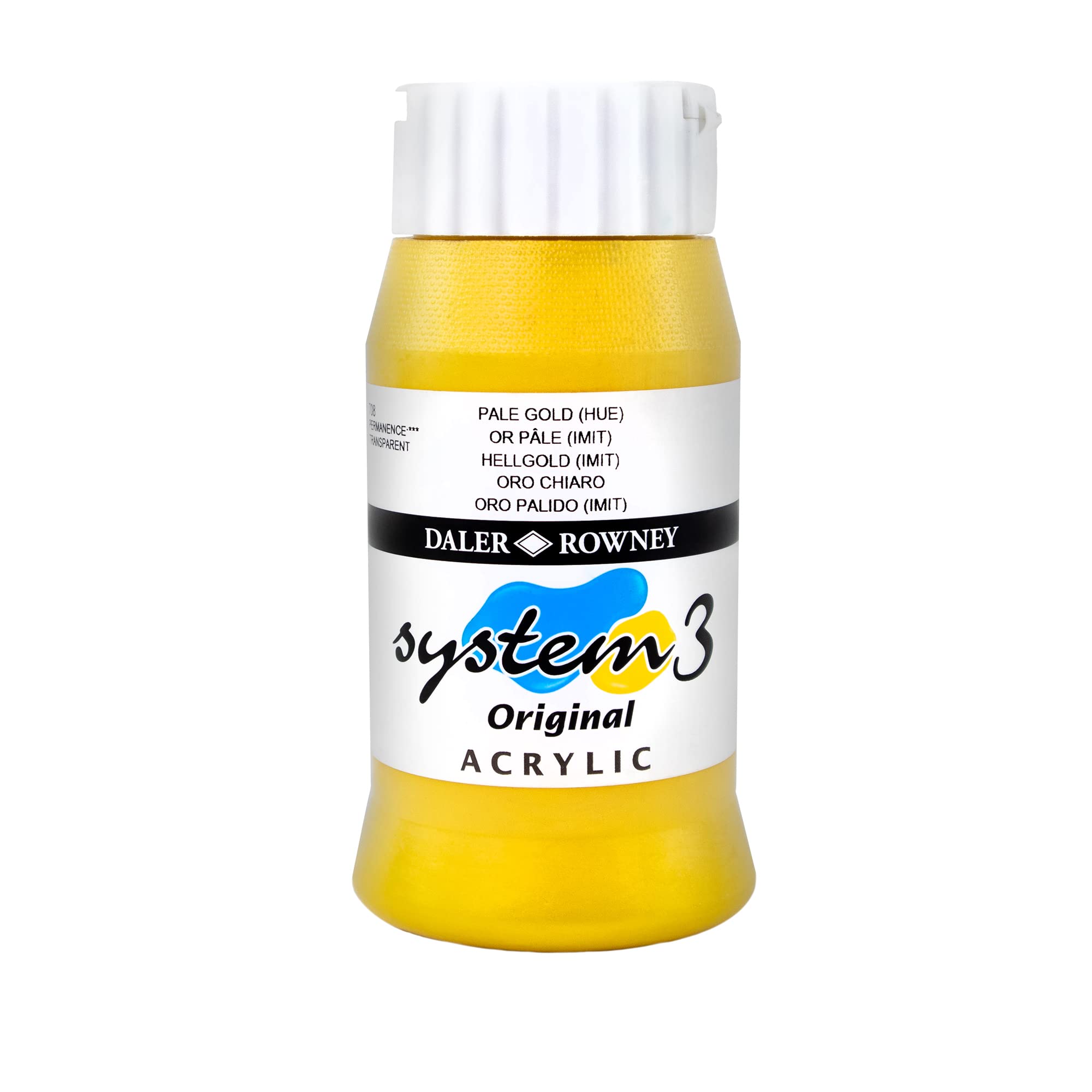 Daler-Rowney System3 Acrylic Paint, Plastic Pot, 16.91oz - 500 ml, Pale Gold Imitation