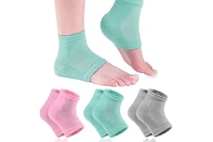 Moisturizing Gel Heel Socks for Dry Cracked Feet, Shynek 3 Pairs Spa Socks Lotion Toeless Socks for Women Dry Cracked Heel Feet Repair, Foot Care (Grey, Pink, Blue)
