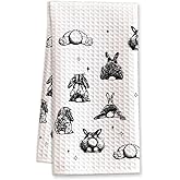 BONETAT Guess What? Bunny Butt Kitchen Towels and Funny Dish Towelsm,Funny Bunny Rabbit Butt Hand Towels,Easter Towels-B07