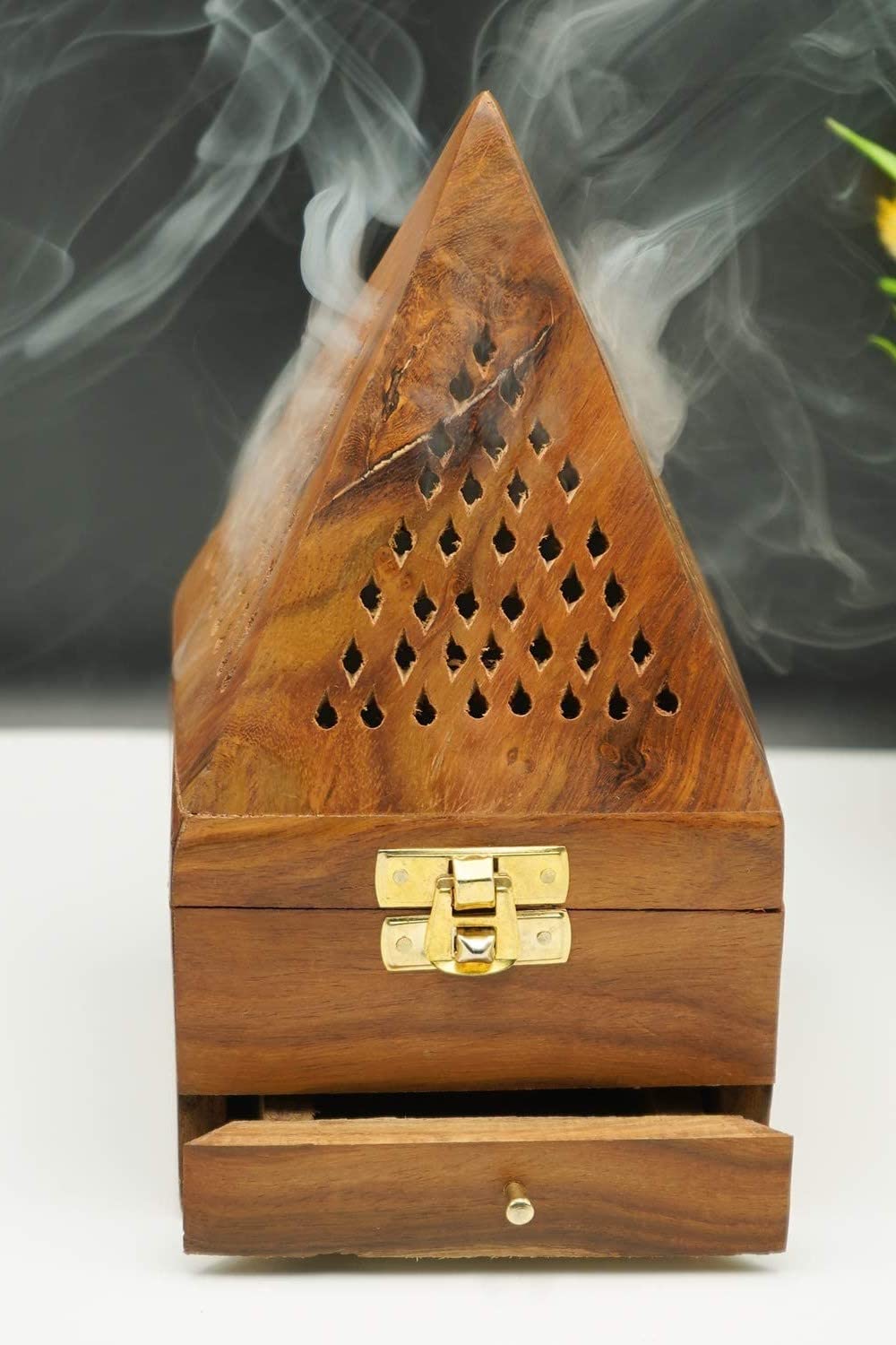 Arabic Bakhoor Burner - Wooden Mabkhara Incense Burner with Drawer