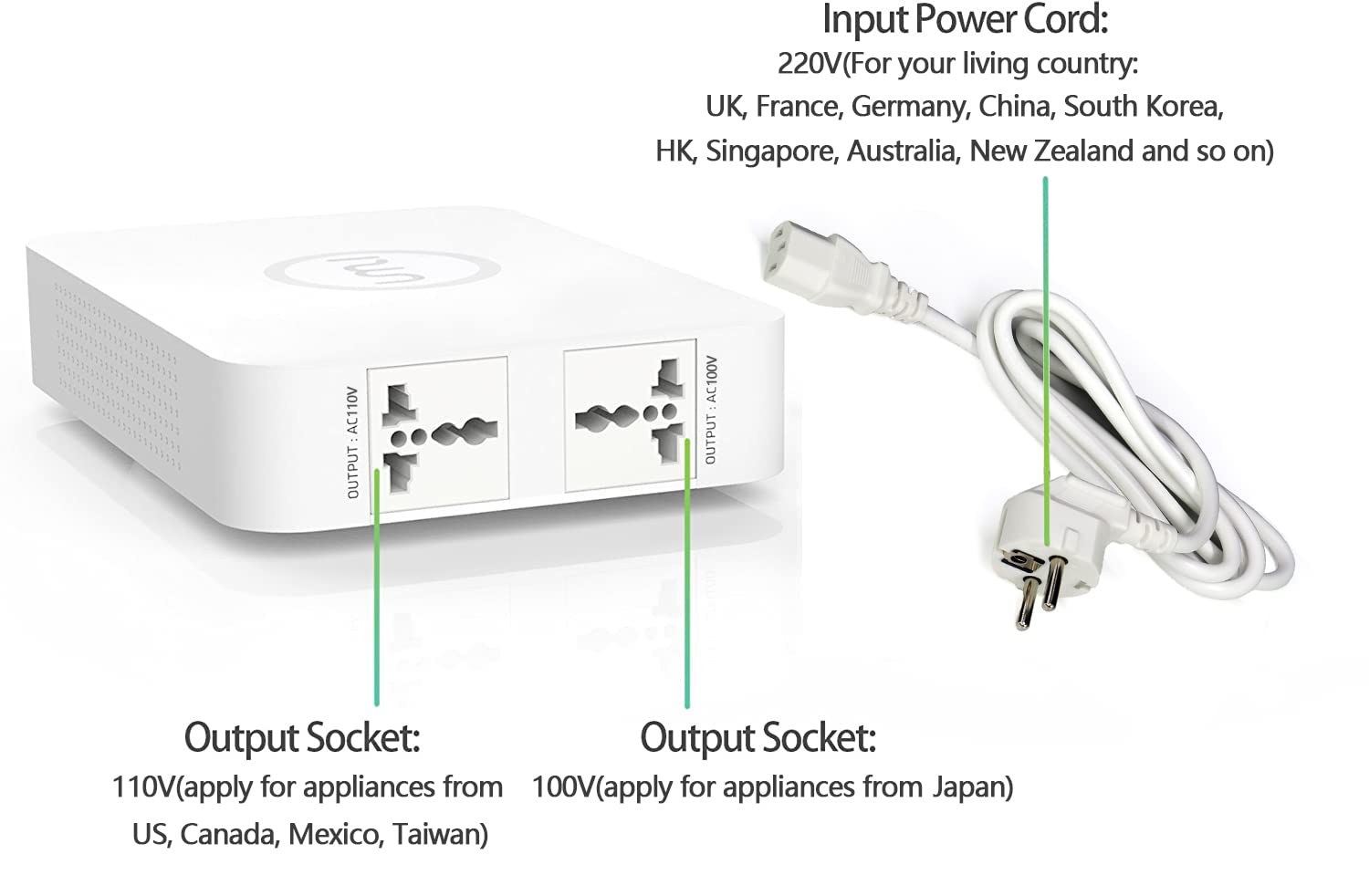 UMI Step Down Voltage Converter, 220V to 110V, 500W, Good Transformer for Overseas Travel