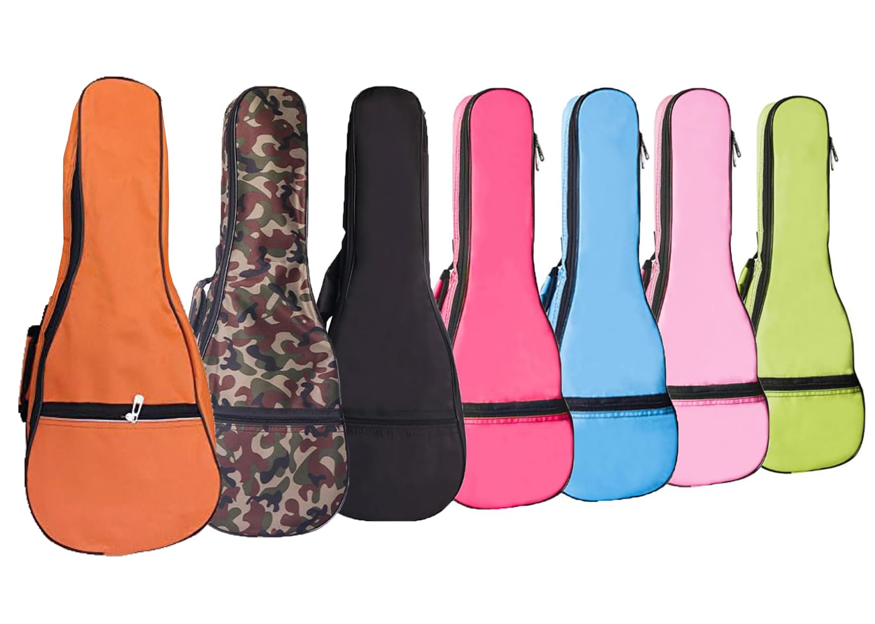 LONGTEAM Ukulele Case 5MM Sponge Waterproof Durable Colorful Ukulele Bag with Storage (for 23" Concert, Black)