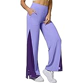 Casei Wide Leg Yoga Pants for Women Adjustable Hem High Waist Loose Casual Pants with Pockets