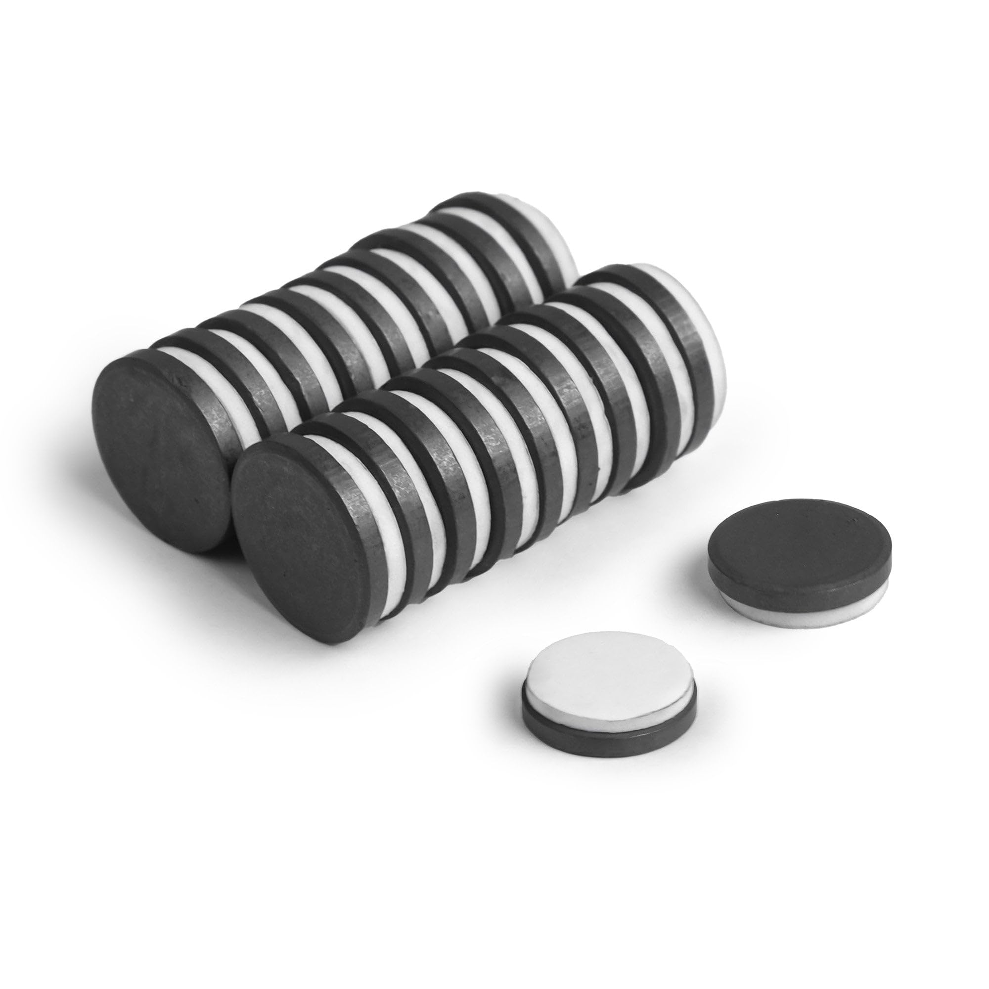 first4magnets™ F406FA-20 Magnet Expert® 20mm dia x 3mm thick Y10 Ferrite Magnet with Self Adhesive Foam - 0.6kg Pull ( Pack of 20 )