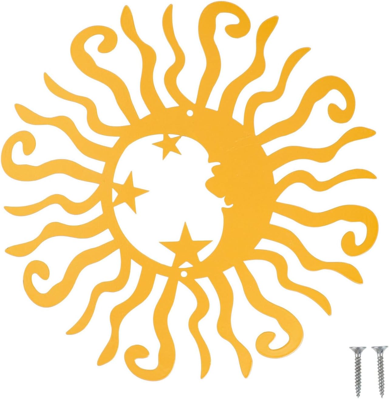 Plaques & Wall Art - Cabilock Home Decor Vintage Metal Signs Sun Metal Wall Decor Iron Moon Star Wall Art Plaque Decorative Hanging Art Sculpture for Indoor Outdoor Yellow Outdoor Decor Vintage Decor