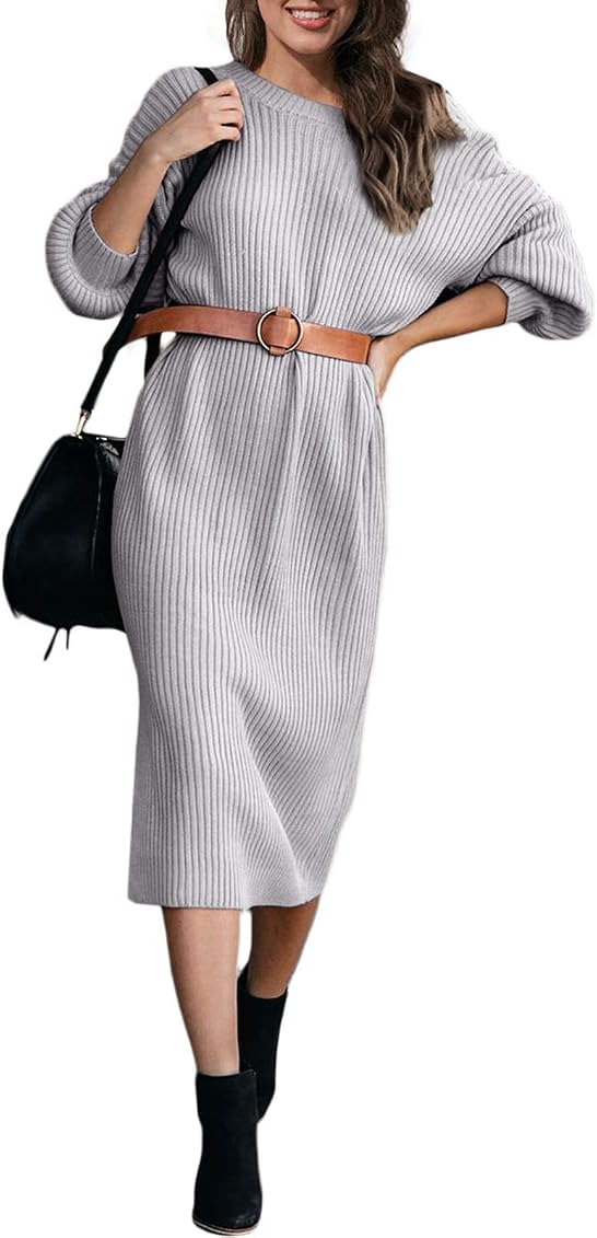 Casual Sweater Midi Dress Long Sleeve 