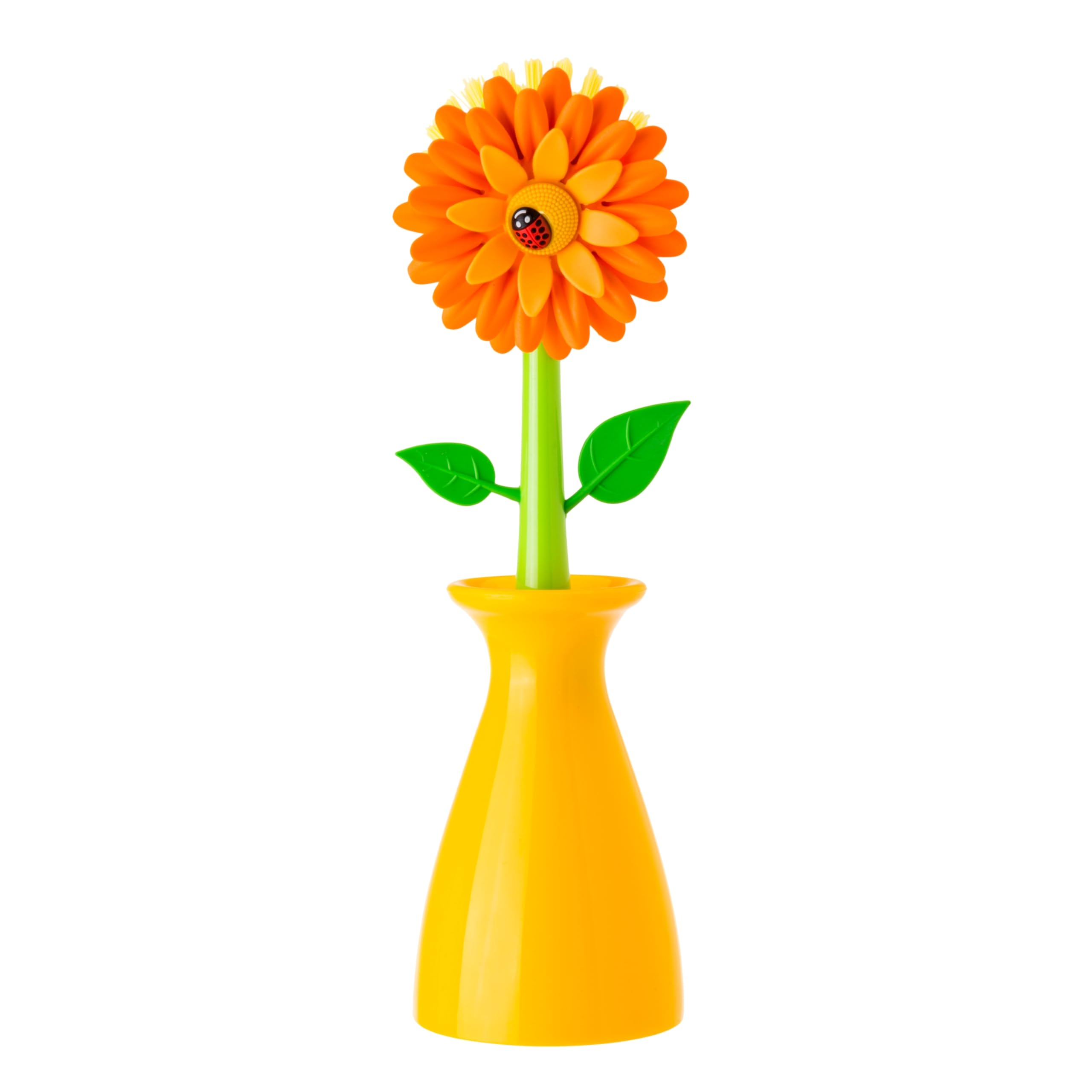 vigar Flower Power Dish Brush Made Of Plastic Vase 7200 Orange 5 X 5 X 15 cm