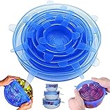Silicone Stretch Lids ACRUI Set of 6 Silicone Food Saver Covers Reusable Durable Expandable BPA Free FDA Approved Food Huggers Bowl Covers for Platters, Dishes, Dishwasher, Oven, Freezer Safe