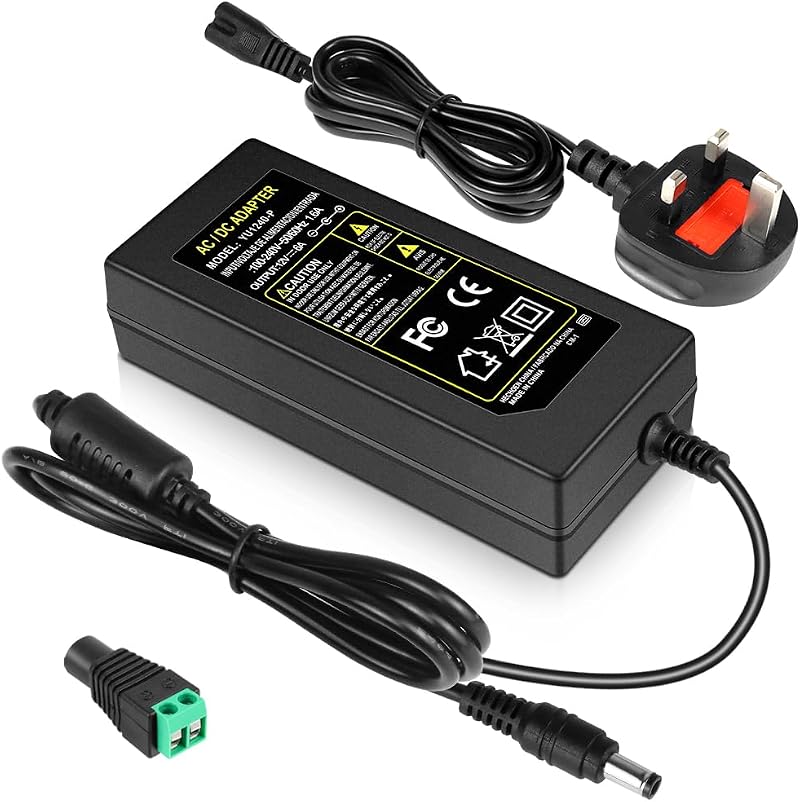 inShareplus 12V 6A 72W LED Power Supply UK Plug 100-240V AC to DC 12V