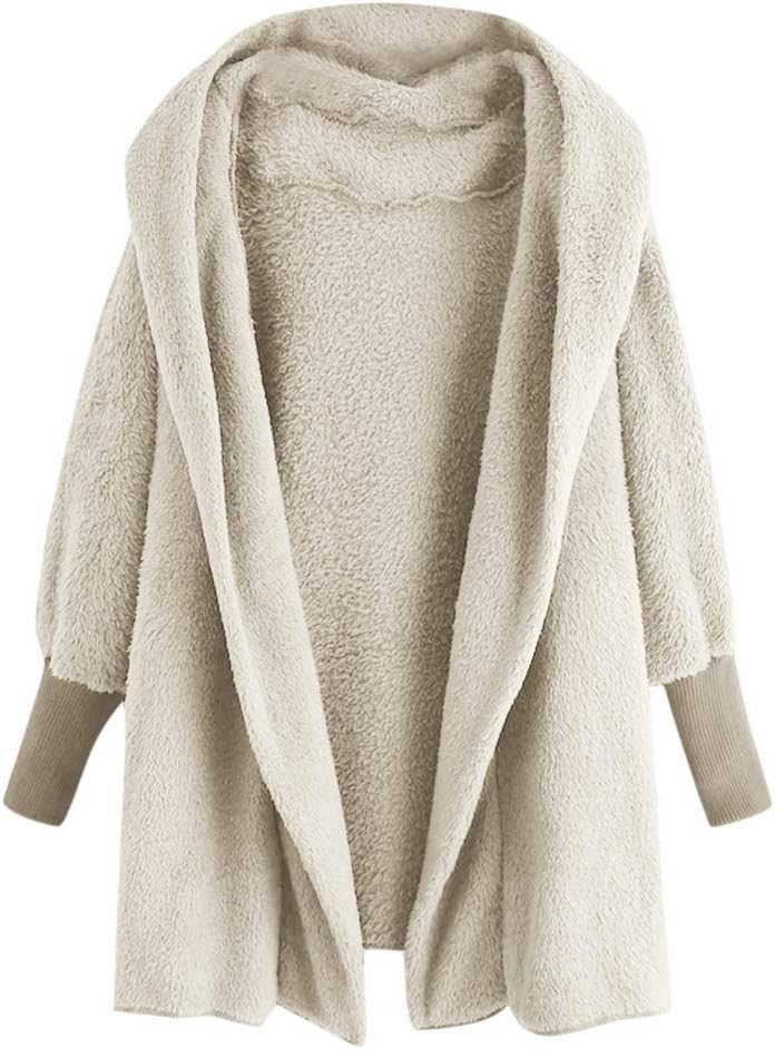JMETRIE Women’s Warm Fuzzy Fleece Coat Faux Shearling Jacket Autumn Loose Lapel Fluffy Outwear