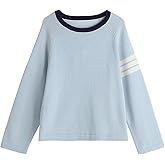 SEEFOR 2026 Premium Girls Varsity Style Sweatshirt, Contrast Trim and Sleeve Stripes, Long Sleeve Casual Top
