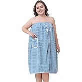 JIAHG Plus Size Womens Super Soft Bath Wrap Towel Highly Absorbent Bath Skirt with Pocket Fleece Bowknot Shower Bathrobe