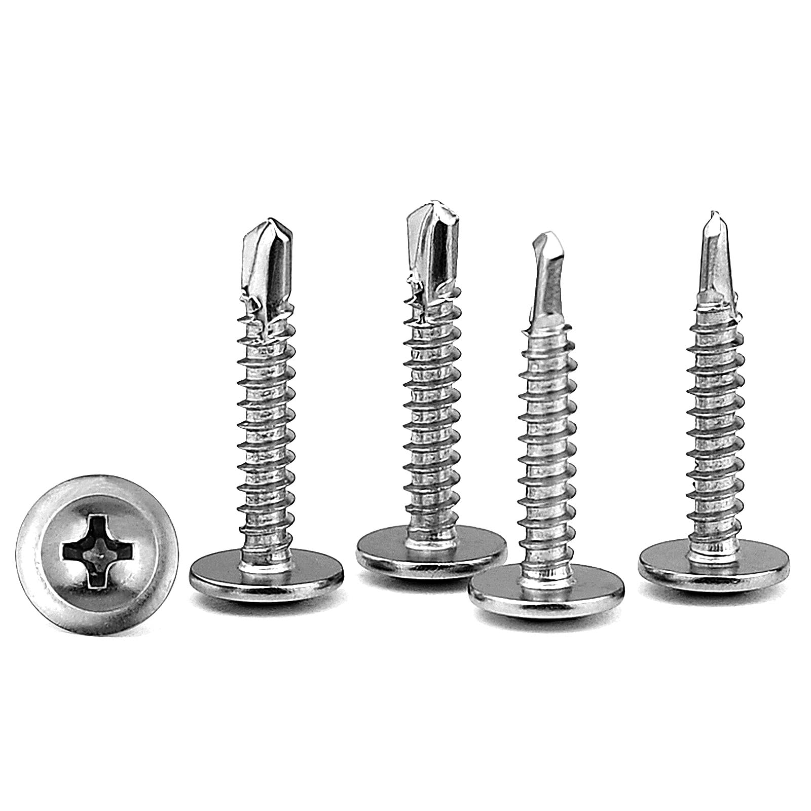 GGXZHT 110PCS Wafer Head Self Tapping Screws M4.2 x 25mm – 410 Stainless Steel Modified Truss Head Self Drilling Screws for Sheet Metal, Wood, Plastic in DIY, Joinery, Carpentry Projects