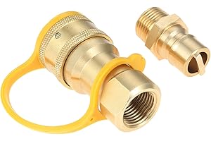 GOHANTEE 1/2" Gas Quick Connect Kit, Disconnect Connector with Male Insert Plug, Solid Brass 1/2 inch Natural Gas Propane Quick Connect Adapter