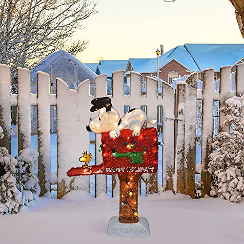 ProductWorks 36Inch Peanuts PreLit Snoopy on The Mailbox Animated