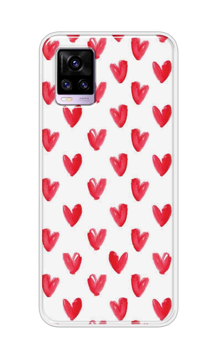 SHAIVYA Mobile Back Cover for Vivo V20 (Hearts Design Printed Soft Back