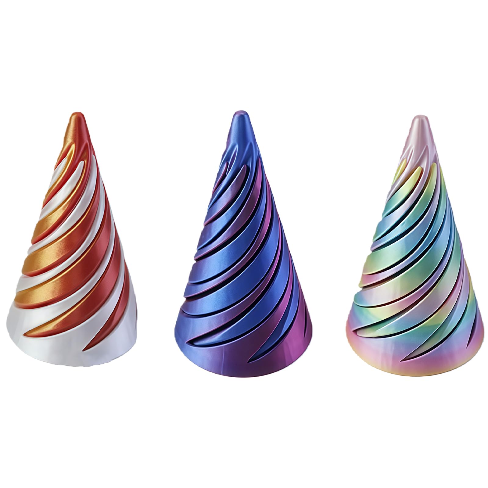 3PCS 3D Printed Spiral Cone Fidget Toy,QIANSSE Impossible Cone Pyramid Sculpture 3D Printed Fidgets for Stress Relief ADHD Focus Mini Desktop Toys for Kids Teens Adults