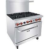 Amazon.com: KITMA - Gama comercial de gas 10 quemadores con 2 hornos  estándar, gama comercial de gas natural resistente para cocina y  restaurante, 304,000 BTU : Industrial y Científico