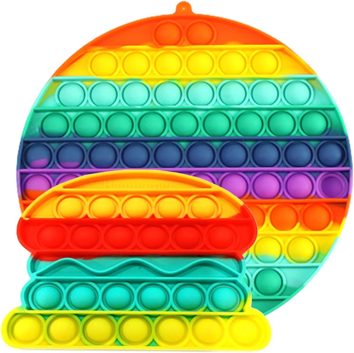 didaINT Real Big Size Fidget Bubbles Rainbow Circle Pack with Hamburger 8 Inch 94 Bubbles Special for Mutiplayer (Hamburger)
