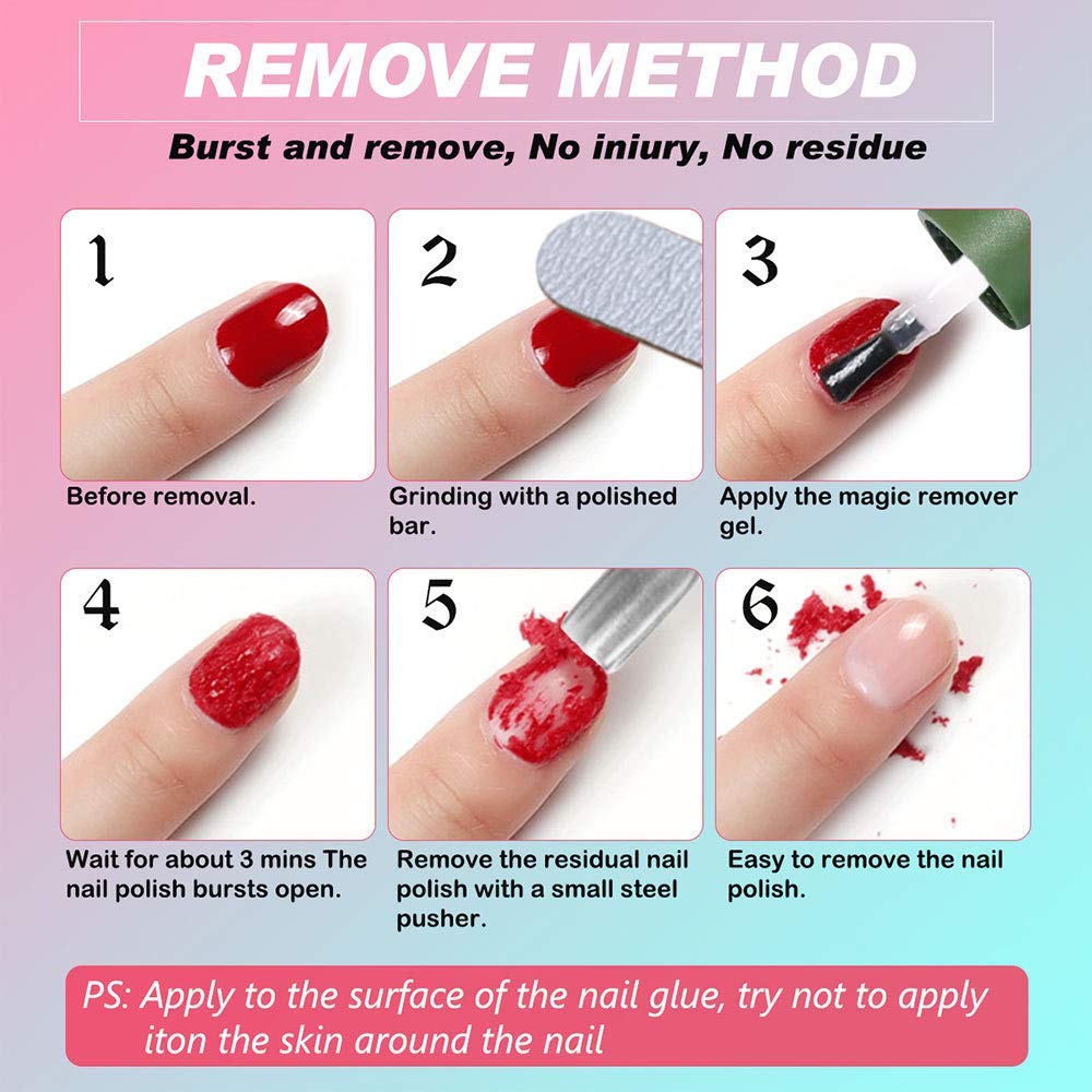 Magic Nail Polish Remover, Professional Removes Soak-Off Gel In 3-5 Minutes Quickly Easily Hurt Your Nails For Natural Gel Sculptured Nails Non-Irritating Nail Polish Remover - 2 Pack : Beauty