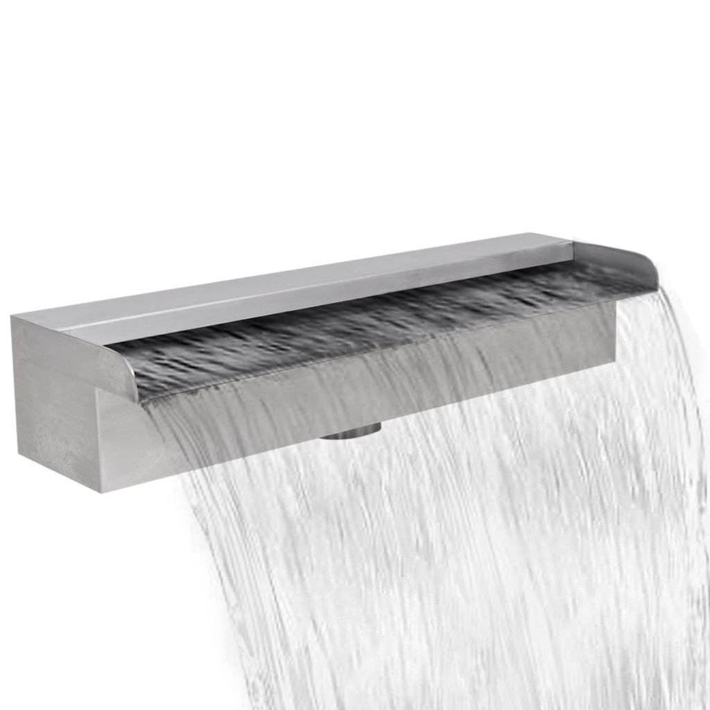 Extaum Waterfall Spillway Rectangular Waterfall Pool Outdoor Waterfall Fountain Stainless Steel (17.7")