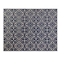 Gertmenian 21571 Coastal Tropical Carpet Outdoor Patio Rug, 8x10 Large, Navy Floral Medallion