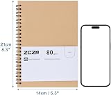 ZCZN A5 6 Pack Plain Paper Notebook 60 Sheets 120 Pages Spiral 80gsm view 2