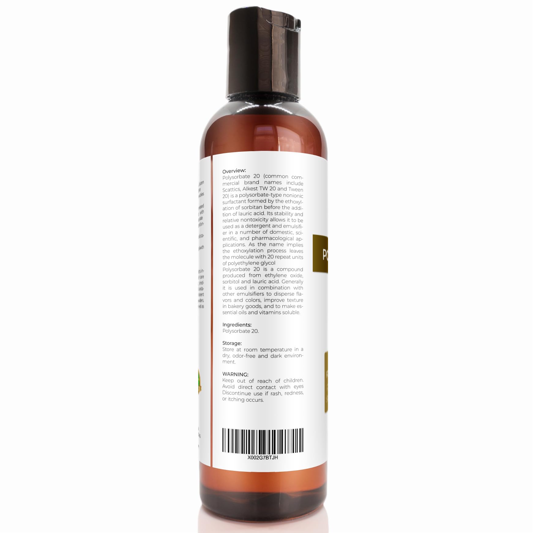 Polysorbate 20 by Velona - 4 Fl Oz | Solubilizer, Food & Cosmetic Grade | All Natural for Cooking, Skin Care and Bath Bombs | Use Today - Enjoy Results