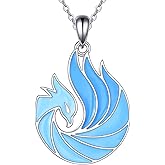 POPLYKE Phoenix Necklace Sterling Silver 925 Blue Phoenix Pendant Jewelry Gift for Women Men