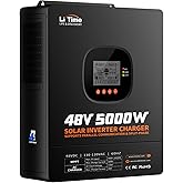 LiTime 5000W Solar Inverter Charger, 48V DC to 120V AC Pure Sine Wave Inverter, Parallel Split-Phase for 240V, Build in 100A MPPT Solar Charger Controller for Home Backup, Off-Grid, Farm