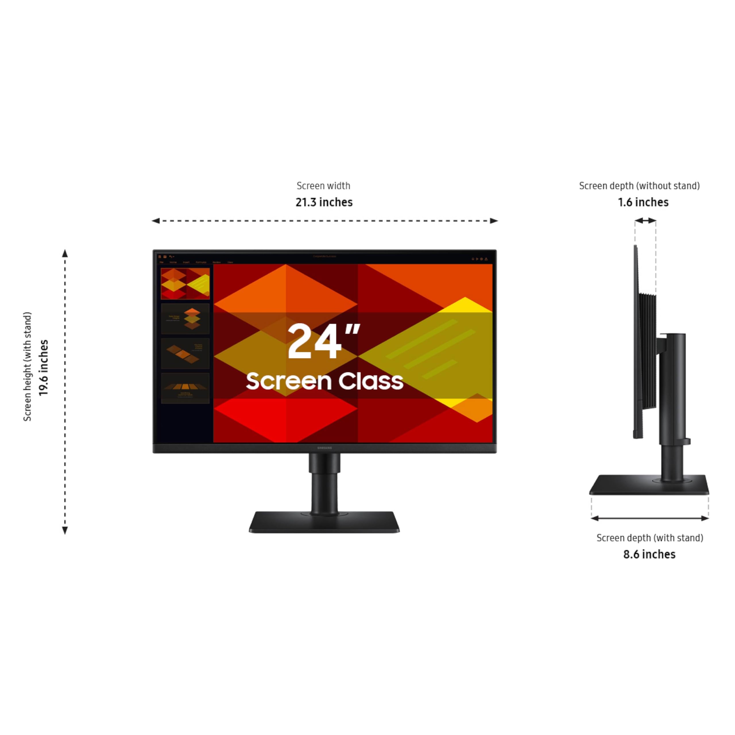Monitor empresarial Samsung sin bordes de 24" (S40GD) con panel IPS, frecuencia de actualización de 100 Hz, modo de protección ocular, diseño ergonómico, modo de imagen de juego, LS24D402GANXGO, 3 años de garantía