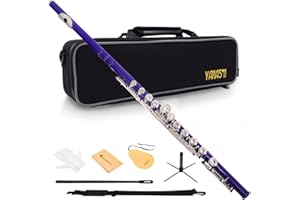 YANASON Purple C Flute Closed Hole 16 Keys Flute Nickel-Plated for Beginner, Student and Professionals with Carrying case, Metal stand, Gloves, Tuning Rod, Cleaning kit(Purple)