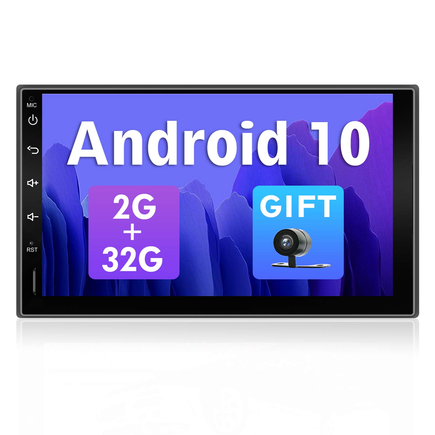 SXAUTO Android 10 Double DIN Car Radio with 2.5D IPS Screen - [2G + 32G] - Reversing Camera - 7 Inch - Support DAB+ Steering Wheel Control 4G WiFi Bluetooth Mirrorlink Carplay Android Car