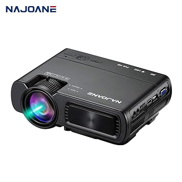 Najoane Mini Projector, Full HD LED Projector The Biggest is 1080P Supported Movie Projector, Portable Movie Projector with 55,000 Hrs LED Lamp Life, 2019 Upgrade for Home Theater Entertainment,Video