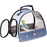 Bird Travel Carrier Cage, Parakeet Carrier with Wooden Stand Perch, Portable Bag to Carry Transport Parrot Budgie Conure Cock