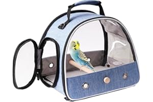 Bird Travel Carrier Cage, Parakeet Carrier with Wooden Stand Perch, Portable Bag to Carry Transport Parrot Budgie Conure Cock