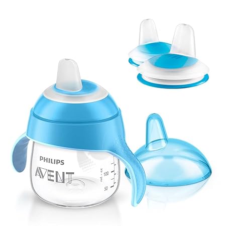 Philips Avent Pinguin-Becher mit Trinkschnabel, ab dem 6. Monat, 200 ml & 2 x Ersatzschnabel, blau
