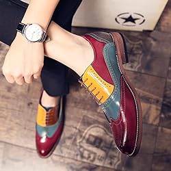 HuitJours Men Oxford Lace up Dress Shoes Wingtip