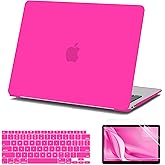 AKIT Compatible with MacBook Air 13 inch Case M1 2022-2020 2019 2018 A2337 A2179 A1932, [Ultra-Thin] Slim Matte Hard Shell Case&Screen Protector&Keyboard Cover for MacBook Air 13.3 inch 2020, Hot Pink