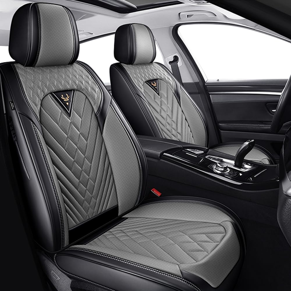 Photo 1 of JXTH Fit for Toyota Corolla Seat Covers 2001-2025,Premium Leather, 360° Full Protection, Thick Padding & Memory Foam, Waterproof & Stain-Resistant Car Seat Cover Front Set (2 Seat,Black&Gray)