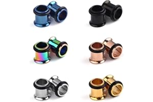 Ruifan 6Pairs Surgical Steel Single Flared Tunnel Gauge Ear Expander Stretching Kit Plugs Piercing 6 Colors Same Size 12g-00g (2mm-10mm)