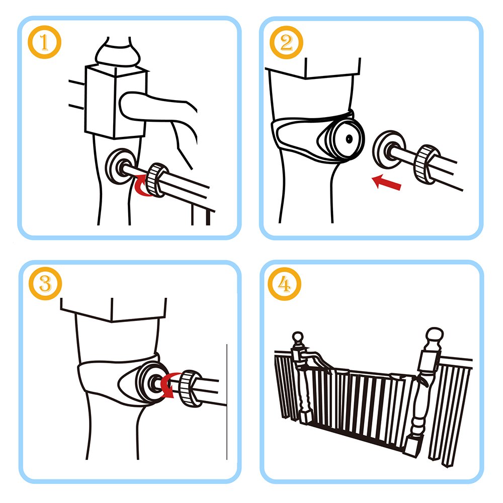 Baby Banister Walk Through Gate Pads Adapter Kit For Stairs & Safety