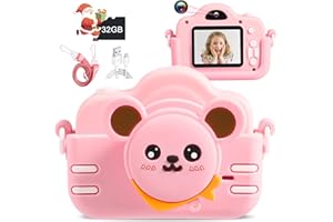 MINIBEAR Kids Camera for Girls Upgrade 40MP Digital Camera for Kids Gifts for 3 4 5 6 7 8 9 Year Old Girls Boys Toys Dual Selfie Video Camera for Christmas Birthday Learning Toddler Toys Camera,Pink