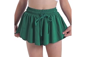 SKYANT Flowy Butterfly Shorts for Girls 2-in-1 Athletic Running Skirt Shorts Cheer Tennis Dance Preppy with Spandex Liner