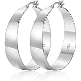 OOOPEL 10mm Wide 925 Sterling Silver Hoops Earrings for Women, 14K Real Gold Plated Hoop Earrings for Women Hypoallergenic Lightweight Oversize Big Gold Hoop Earrings Jewelry Gifts 30/40/50/60MM