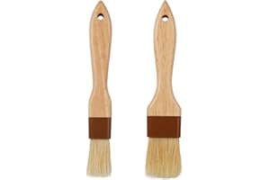 JAYDEAR 2PCS Oil Brush for Cooking & Pastry Brush for Baking, Basting Brush for Cooking, Natural Bristle Cooking Brush for Oil and Sauce, Wooden Handle Pastry Brushes for Butter, Egg, Spread (2 Sizes)