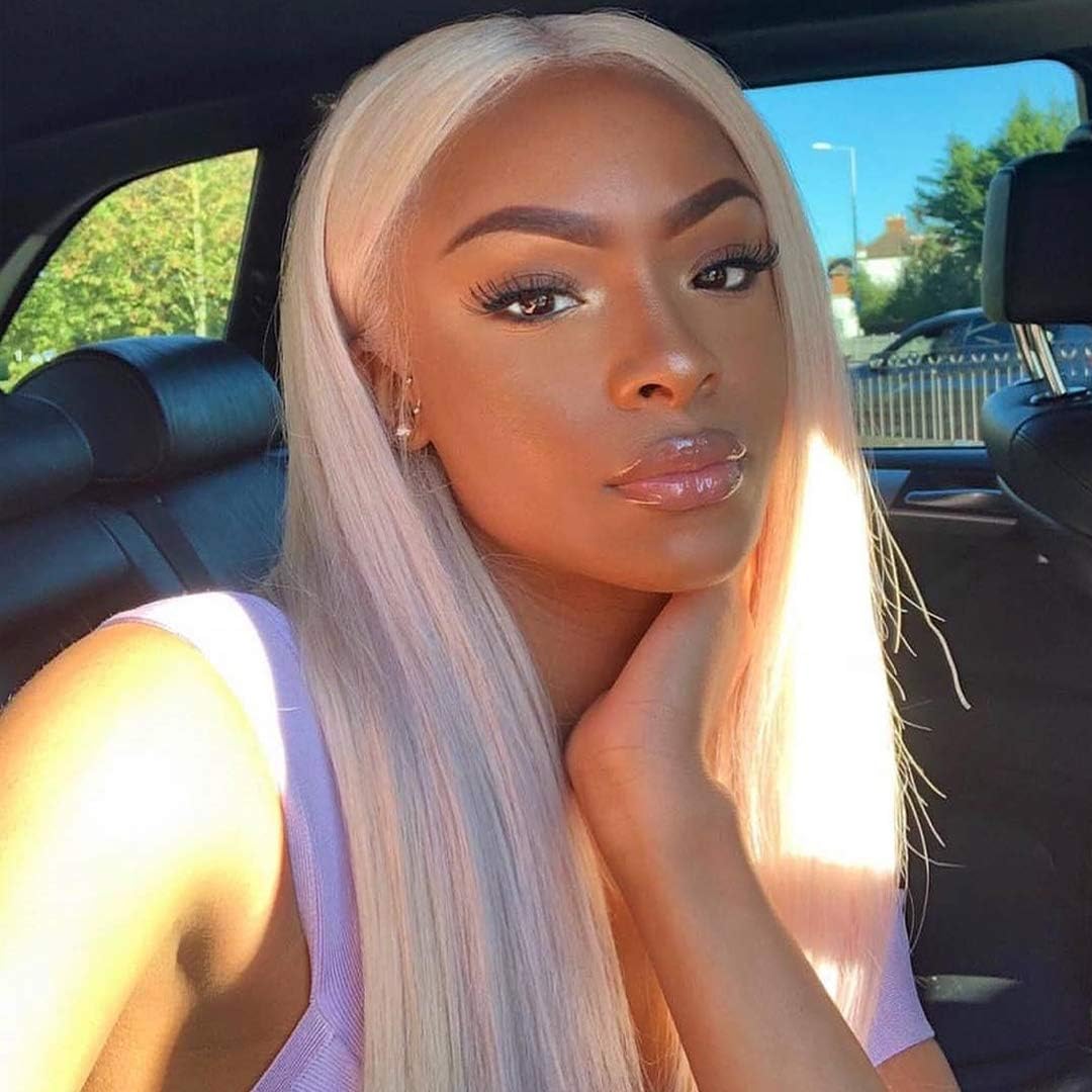 Lace Front Wig 613 Blonde Short Hair Wigs for Women 100% Real Human Hair Pre Plucked Wig 13x4 Lace Front Wig Straight Brazilian Hair Color #613 Blonde Cheap 10 inch