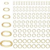 PH PandaHall 240pcs 6 Sizes 24K Gold Plated Jump Rings, Golden Open Jump Rings 3/4/5/6/7/8mm Brass Jewelry Connector Ring O Ring for Earrings Bracelets Necklaces Chain Choker DIY Craft Making