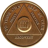 35 Year AA Medallion Traditional Bronze Raised Center Sobriety Chip
